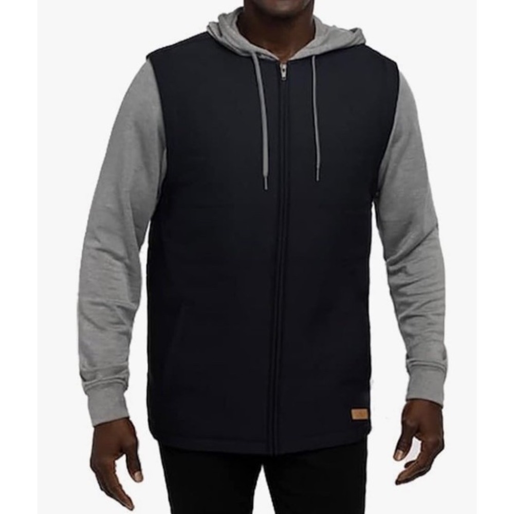 Travis Mathew Jacket Mens Black Heather Grey Scavenger Hooded Full Zip Golf XXL
